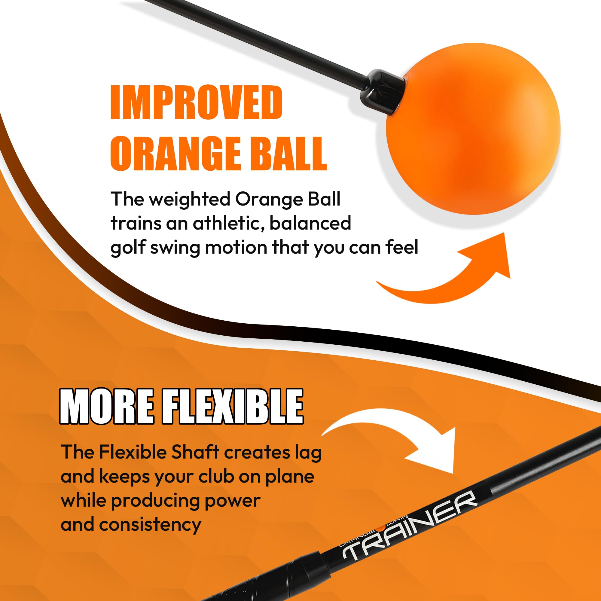 Orange Whip Golf Swing Trainer Aid Patented & Made in USA for Improved Rhythm, Flexibility, Balance, Tempo, and Strength *American Made*