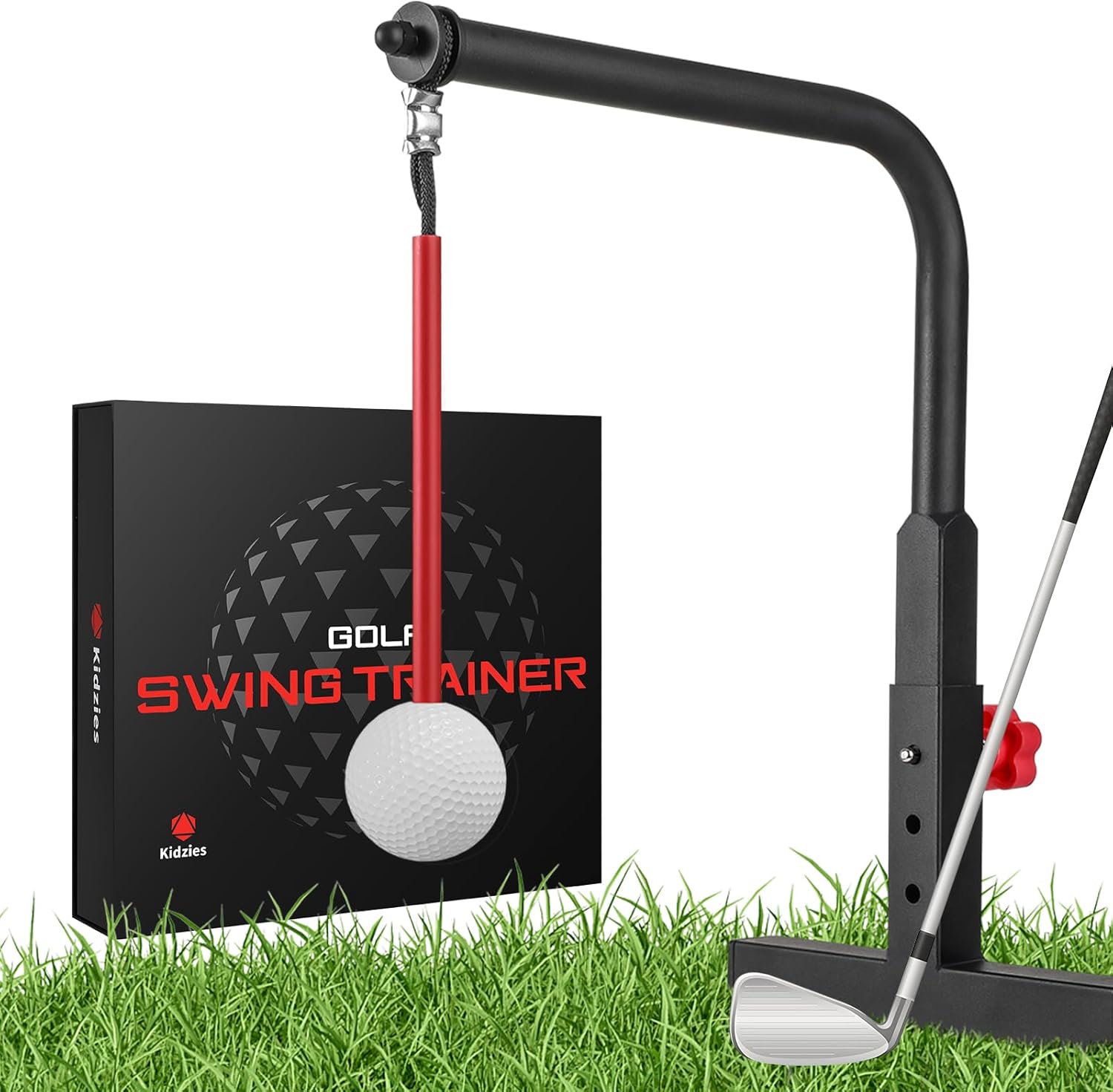 Golf Swing Trainer - Durable Iron Practice Golf Swing Training Aid - Golf Accessories for Kids & Youth with Replacement Ball Included & Height Adjustment Golf Accessories for Gift