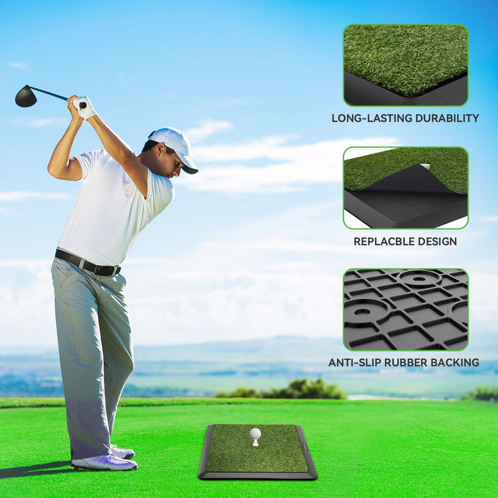 Golf Hitting Mat, Golf Training Mat for Swing Path Feedback Detection Batting,Extra Replaceable Golf Practice Mat 16"x12", Golf Gifts for Men Women for Home Indoor Outdoor