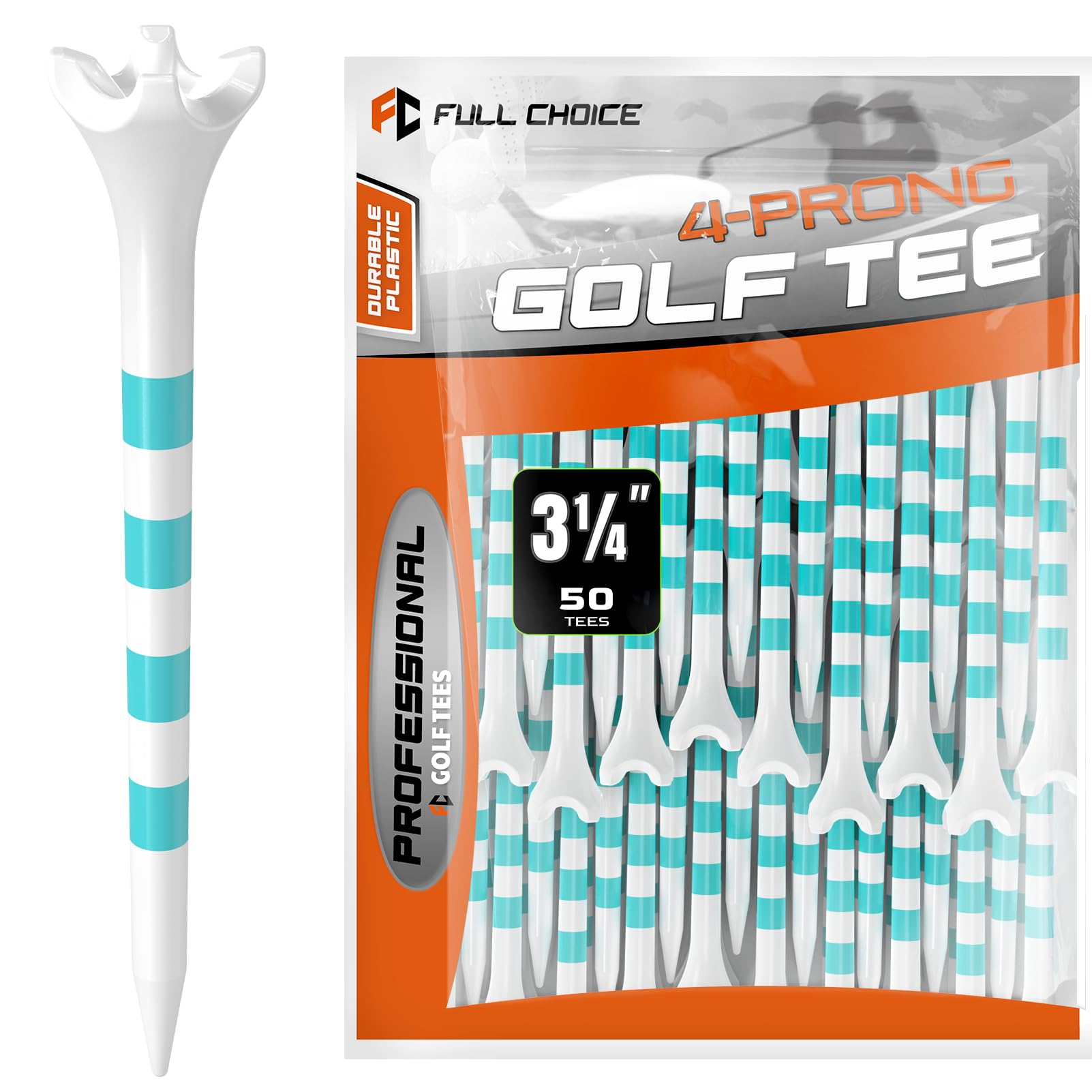Professional Plastic Golf Tees 100 Pack (3-1/4" or 2-3/4"), Enhanced Durability & Stability, Engineered to Minimize Friction and Side Spin