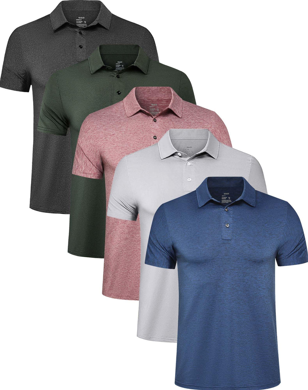 TELALEO 4/5 Pack Mens Polo Shirts Quick Dry Short Sleeve Golf T Shirt Performance Moisture Wicking Casual Workout