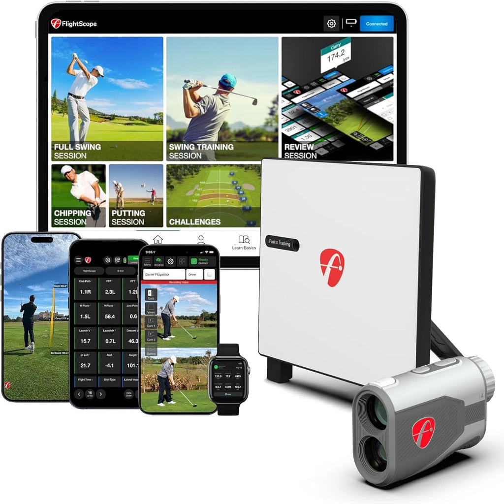 FlightScope X3C Carbon Golf Launch Monitor and Simulator | Full Tracking Radar from Impact to Landing | 50+ Data Parameters with i4 Golf Rangefinder | 6X Magnification, 1,000 Yard Range