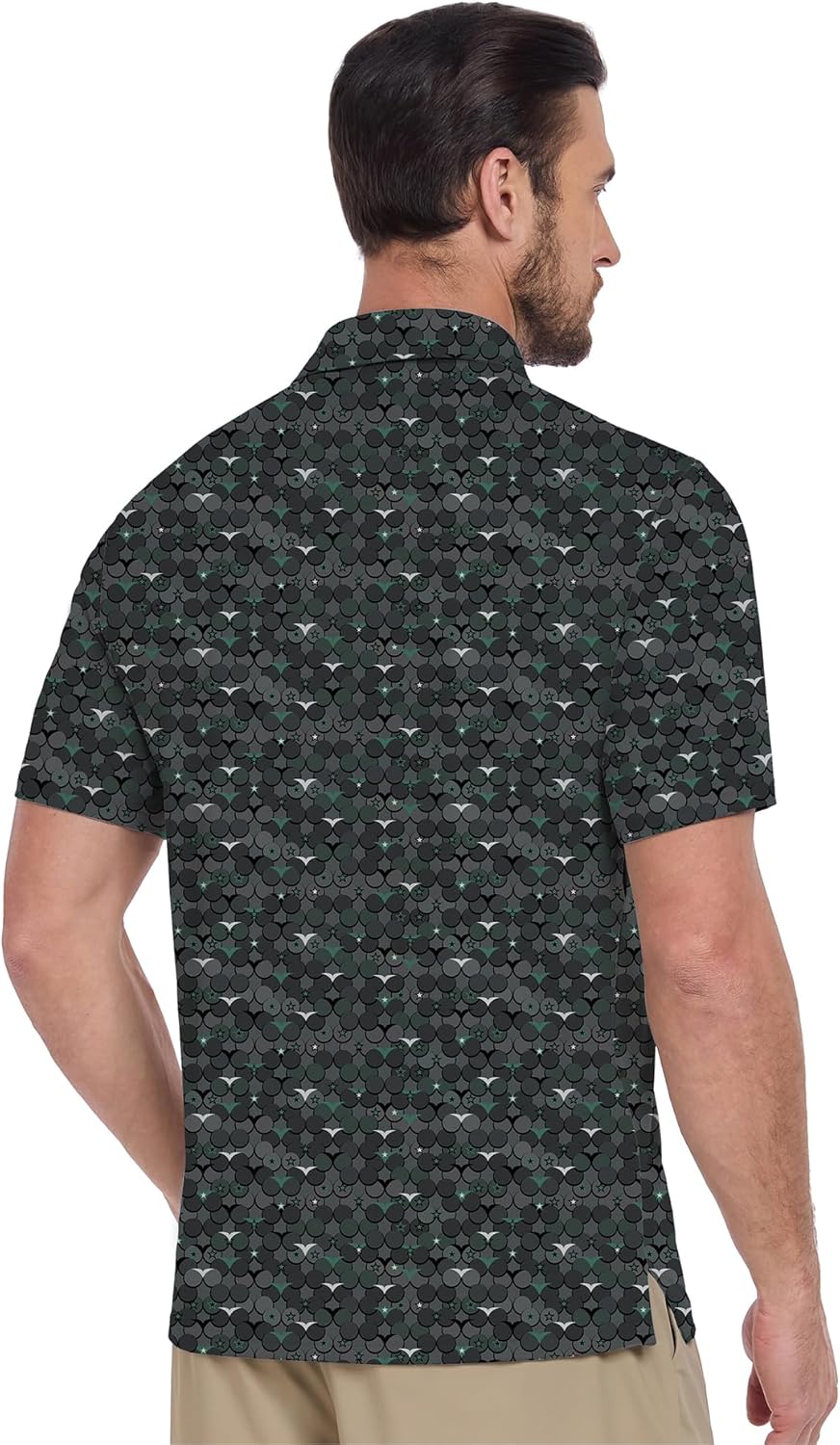 ZITY Men's Golf Shirts Short Sleeve Moisture Wicking Performance Print Patterns Casual Collared Golf Polo Shirt for Men