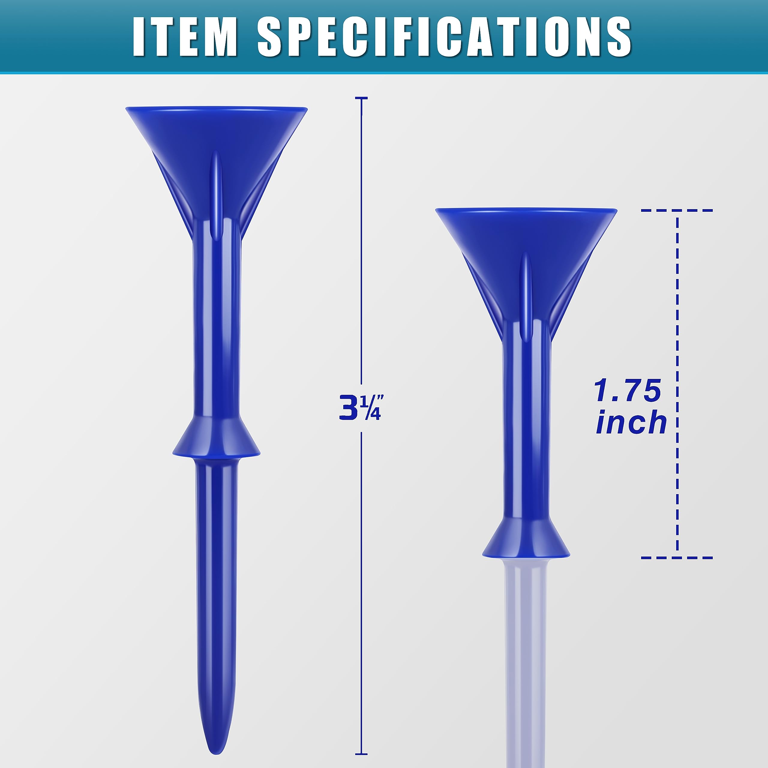 CHAMPKEY 3-1/4" Premium Plastic Golf Tees｜Excellent Durability and Stability Tees | Choose Between 25 Pack and 50 Pack