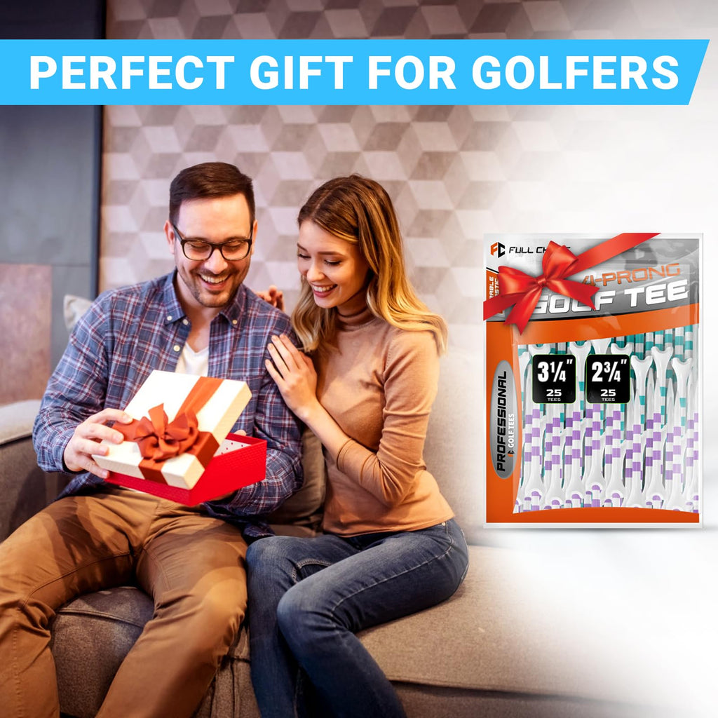 Professional Plastic Golf Tees 100 Pack (3-1/4" or 2-3/4"), Enhanced Durability & Stability, Engineered to Minimize Friction and Side Spin