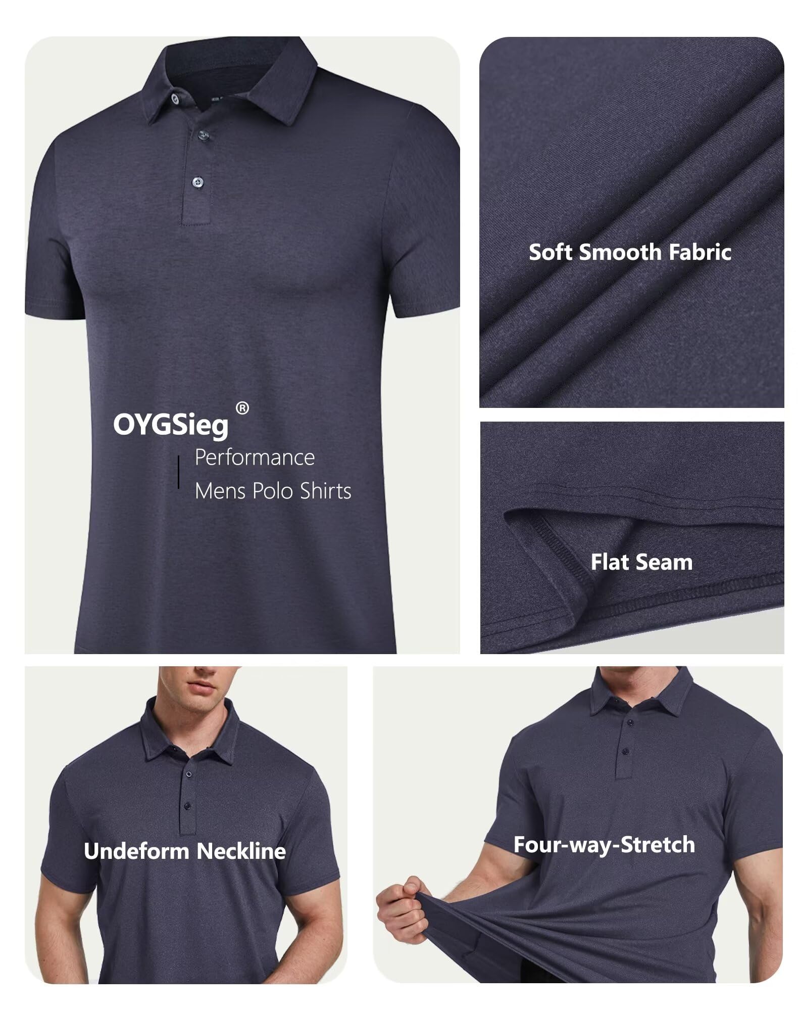 OYGSieg 6 Pack Mens Polo Shirts Performance Short Sleeve Golf Shirt Moisture Wicking Athletic Casual Collared T-Shirt