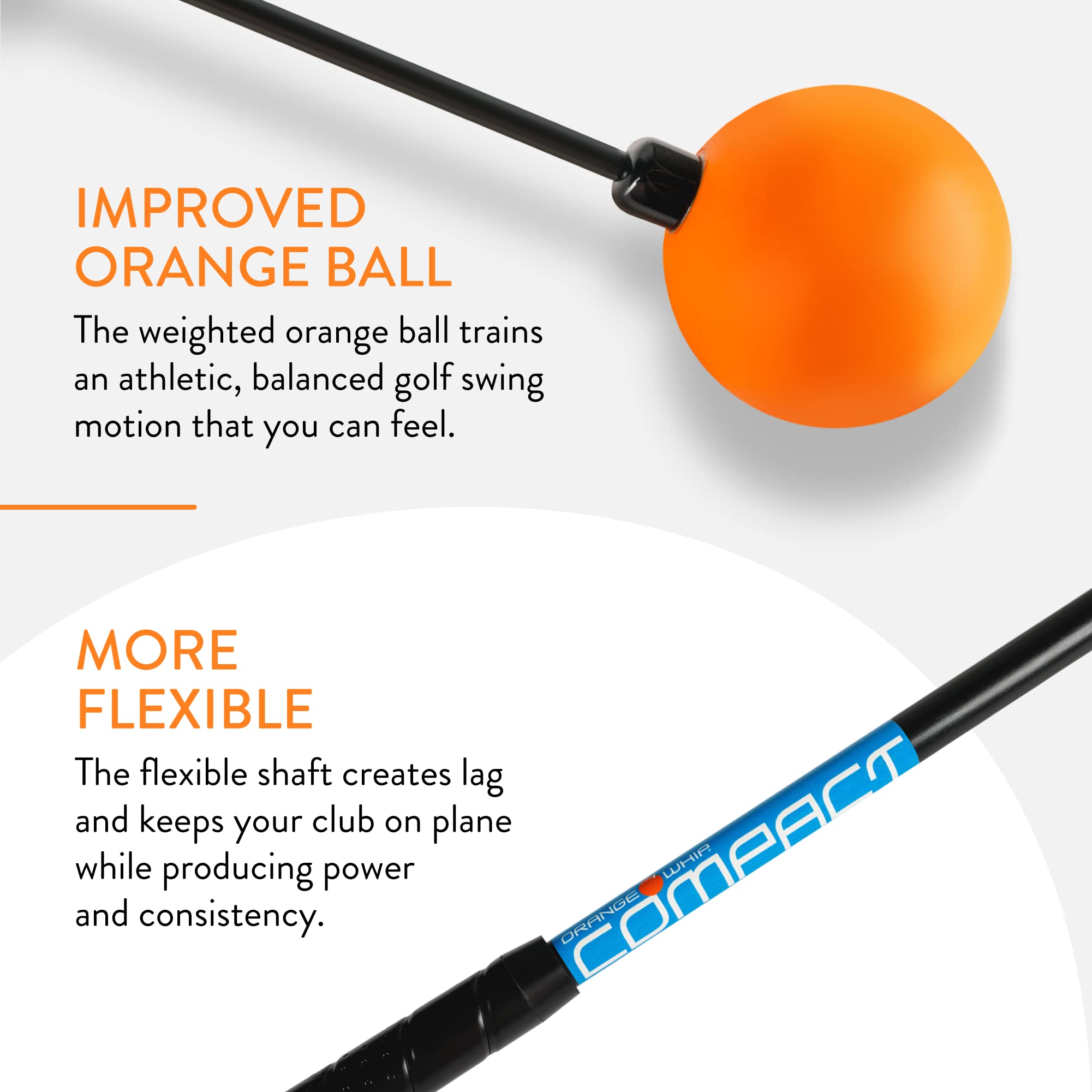 Orange Whip Golf Swing Trainer Aid Patented & Made in USA for Improved Rhythm, Flexibility, Balance, Tempo, and Strength *American Made*