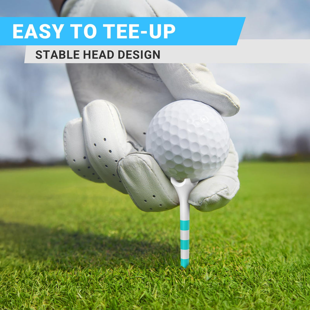 Professional Plastic Golf Tees 100 Pack (3-1/4" or 2-3/4"), Enhanced Durability & Stability, Engineered to Minimize Friction and Side Spin