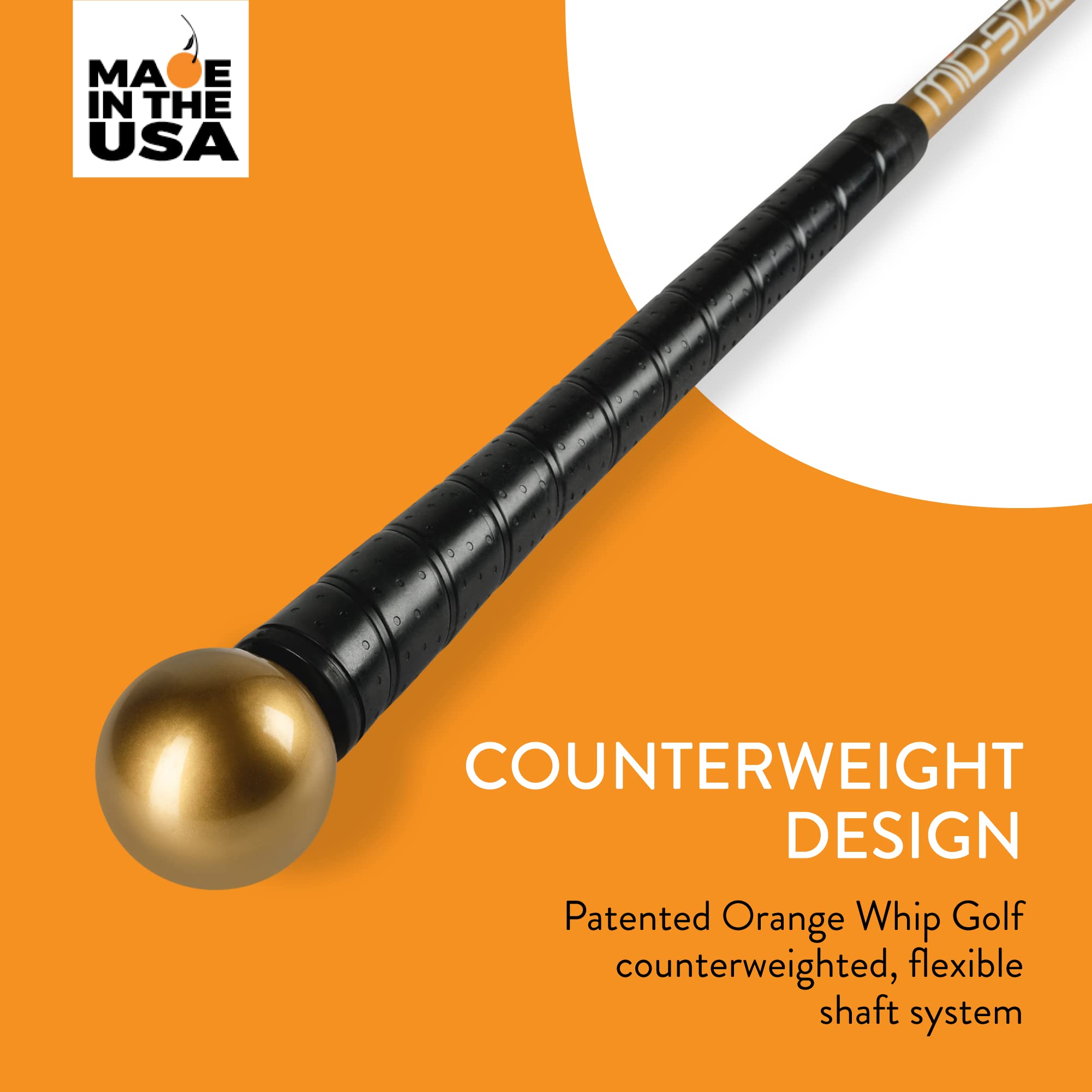 Orange Whip Golf Swing Trainer Aid Patented & Made in USA for Improved Rhythm, Flexibility, Balance, Tempo, and Strength *American Made*