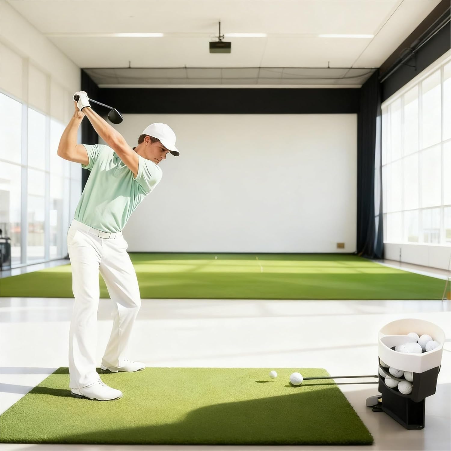 Automatic Golf Ball Launcher Pro with Foot Pedal, 25-Ball Capacity, Range Reload Dispenser for Indoor Outdoor Practice Training Aid