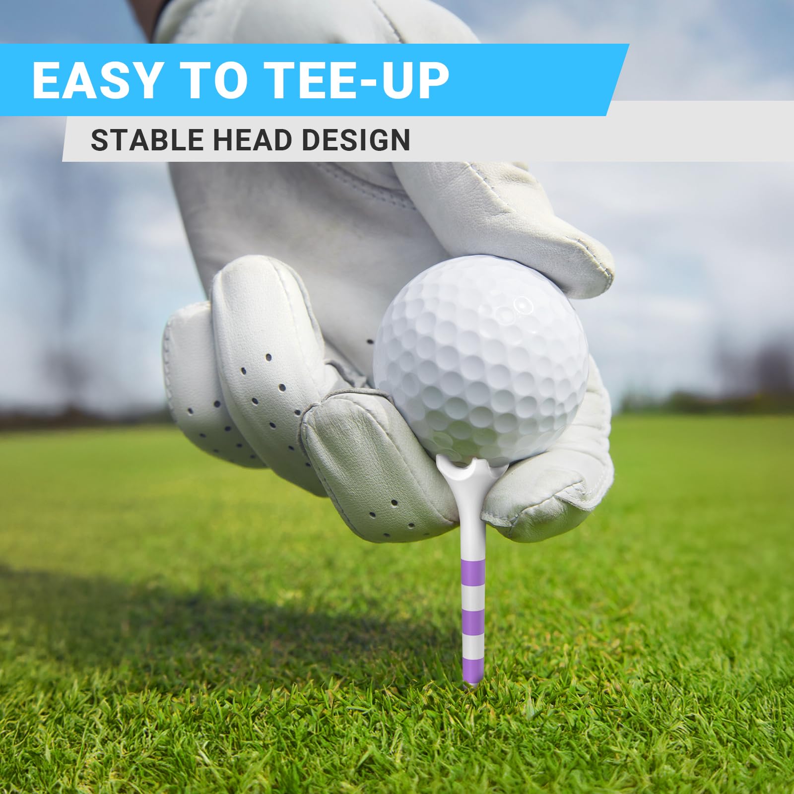 Professional Plastic Golf Tees 100 Pack (3-1/4" or 2-3/4"), Enhanced Durability & Stability, Engineered to Minimize Friction and Side Spin