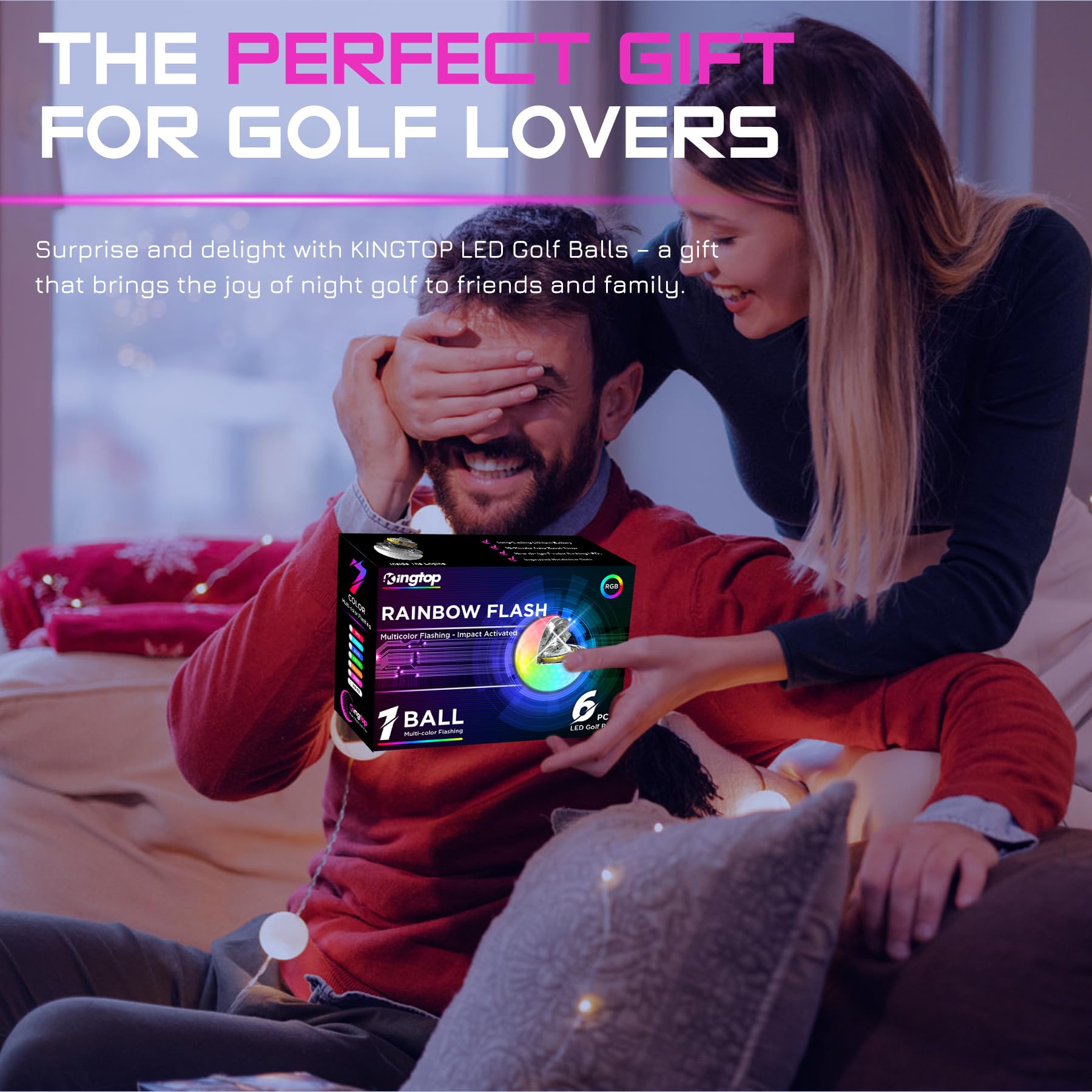 KINGTOP Upgraded Glow in The Dark Golf Balls - Super Bright Light Up LED Golf Ball - with Glow Golf Tees and Storage Bag - Fun Night Golfing Gift for Men and Women | Backyard Putting Greens