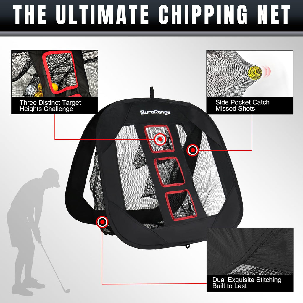 Pop-Up Golf Chipping Net - Ultimate Target Training Chip Aids for Precision & Distance, Outdoor | Indoor Practice, Golfer Gift