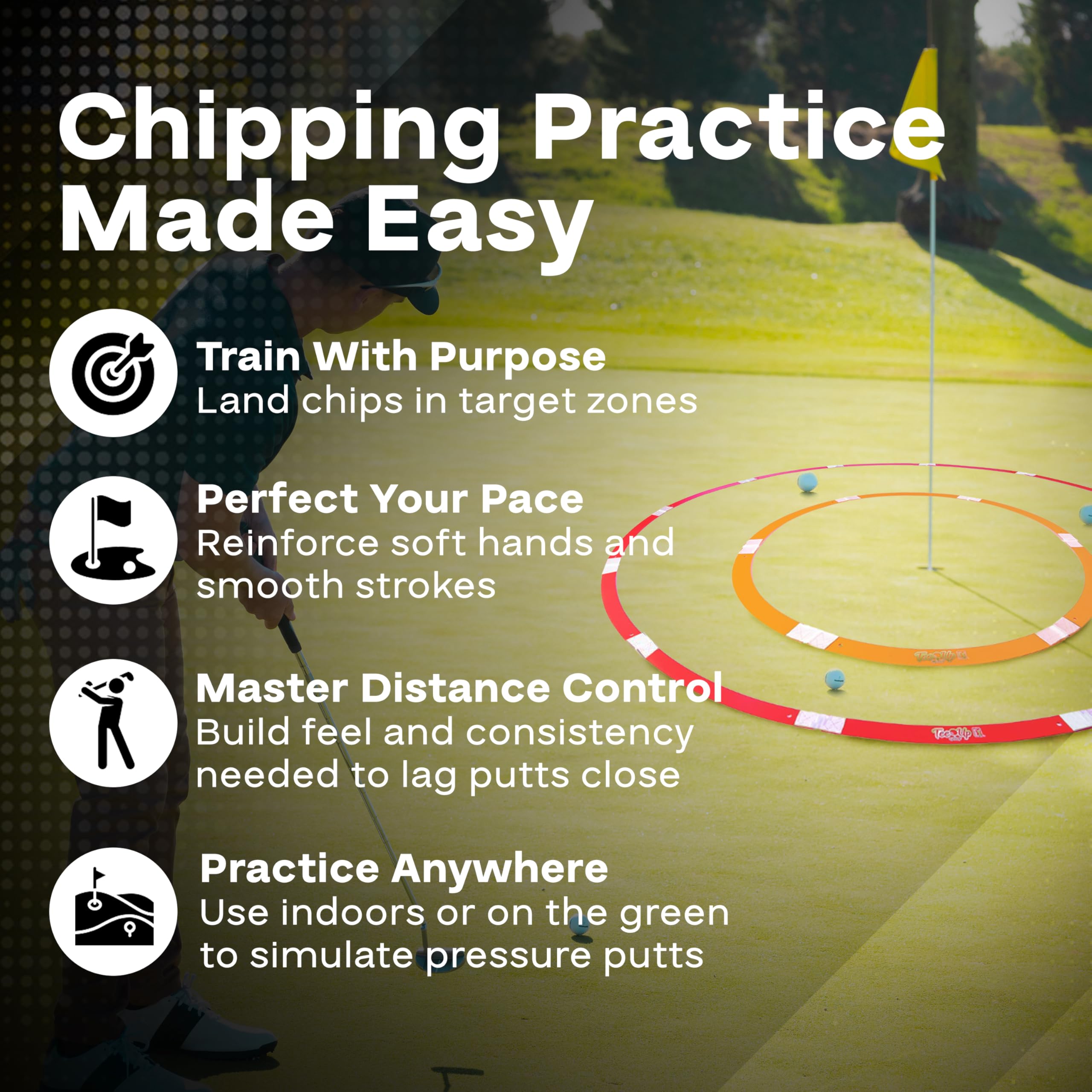 PGA Tour Golf Practice Aids by Golfgen: Premium Chipping Nets, Putting Rings, & Targets, Indoor & Outdoor Training, Improve Accuracy & Control, Master Putting and Chipping, Portable for On The Go