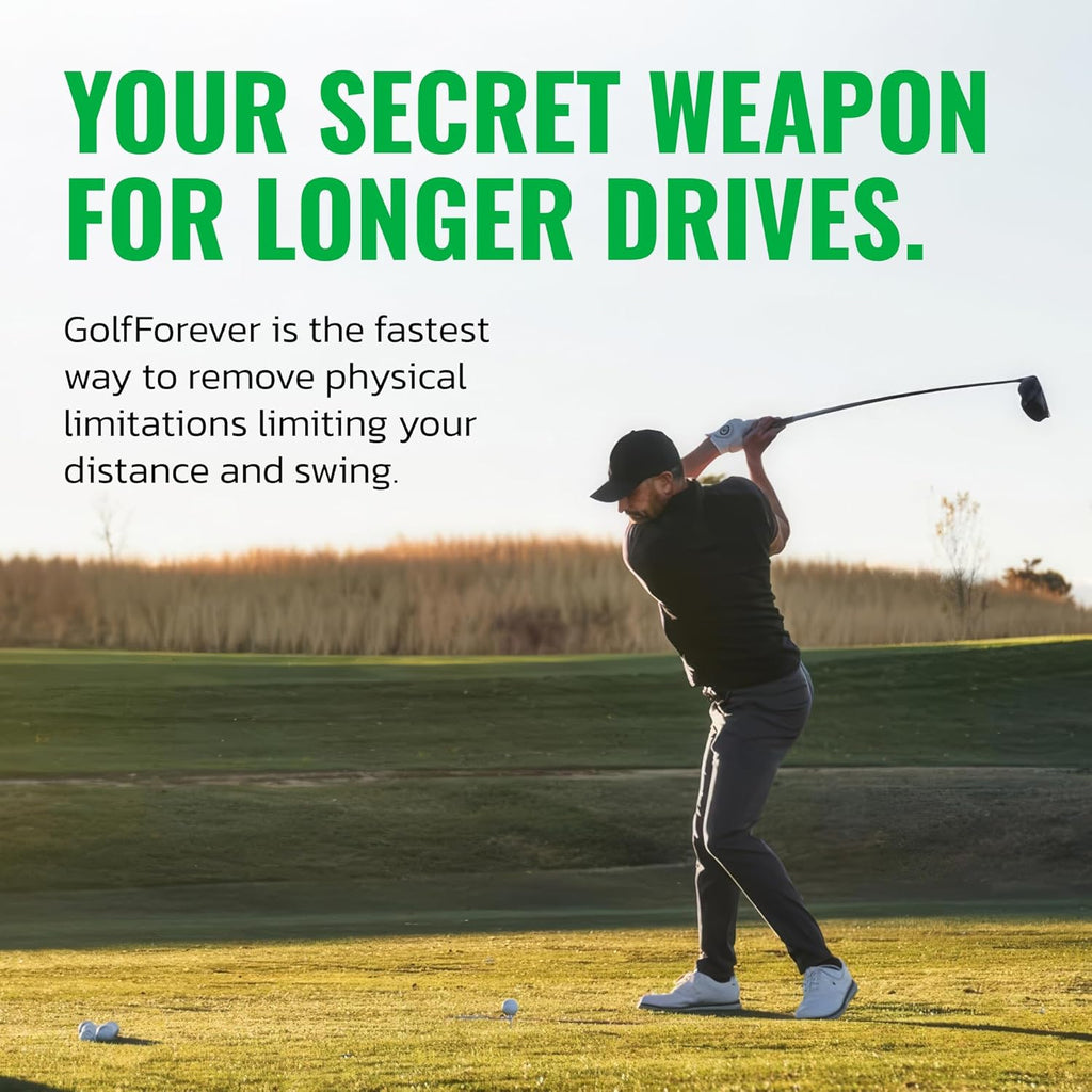 GolfForever Swing Trainer + 3-Month App Membership – Golf Exercise & Pain Relief Video Routines – Improve Flexibility, Gain Distance, Build Strength & Reduce Golf-Related Pain
