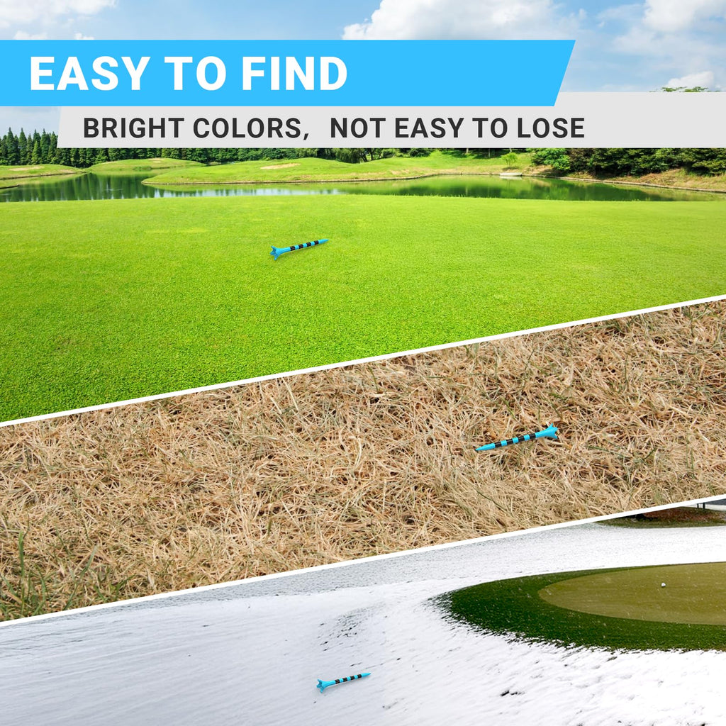 Professional Plastic Golf Tees 100 Pack (3-1/4" or 2-3/4"), Enhanced Durability & Stability, Engineered to Minimize Friction and Side Spin