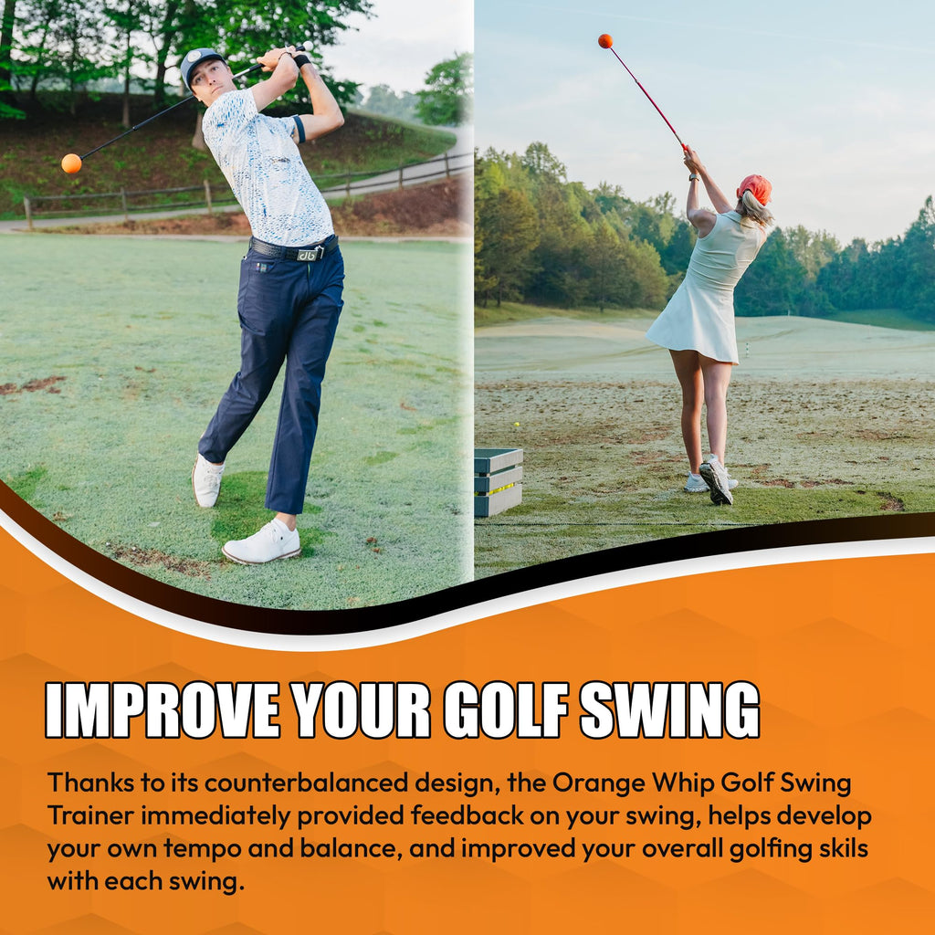 Orange Whip Golf Swing Trainer Aid Patented & Made in USA for Improved Rhythm, Flexibility, Balance, Tempo, and Strength *American Made*