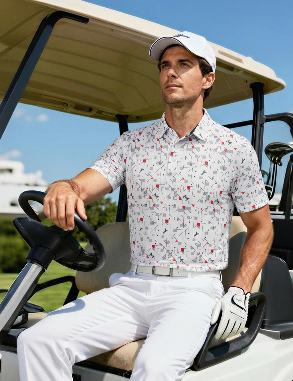 MAGCOMSEN Mens Golf Shirt Short Sleeve Dry Fit Moisture Wicking Golf Polos Casual Performance Print Collared Shirt Men