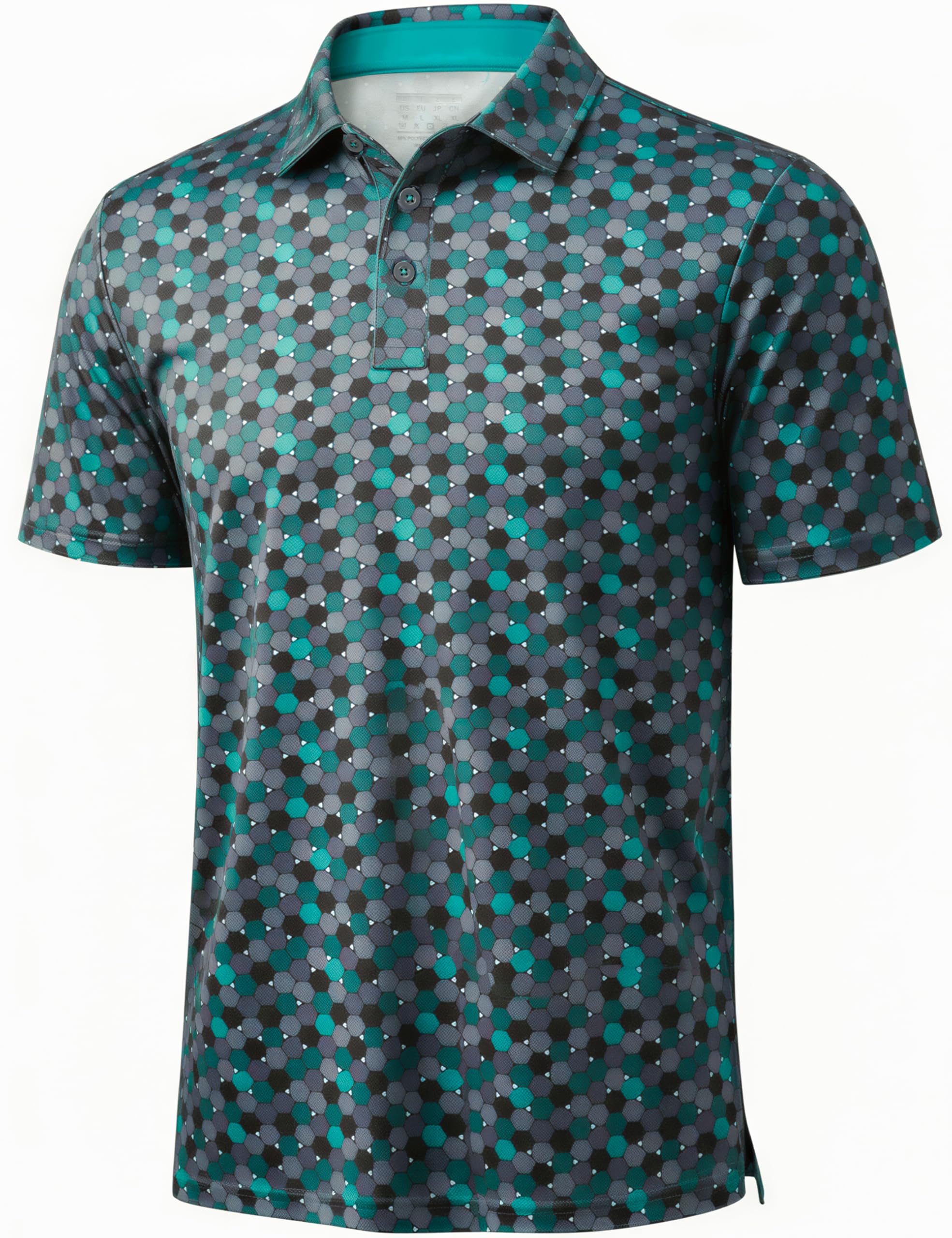 MAGCOMSEN Mens Golf Shirt Short Sleeve Dry Fit Moisture Wicking Golf Polos Casual Performance Print Collared Shirt Men