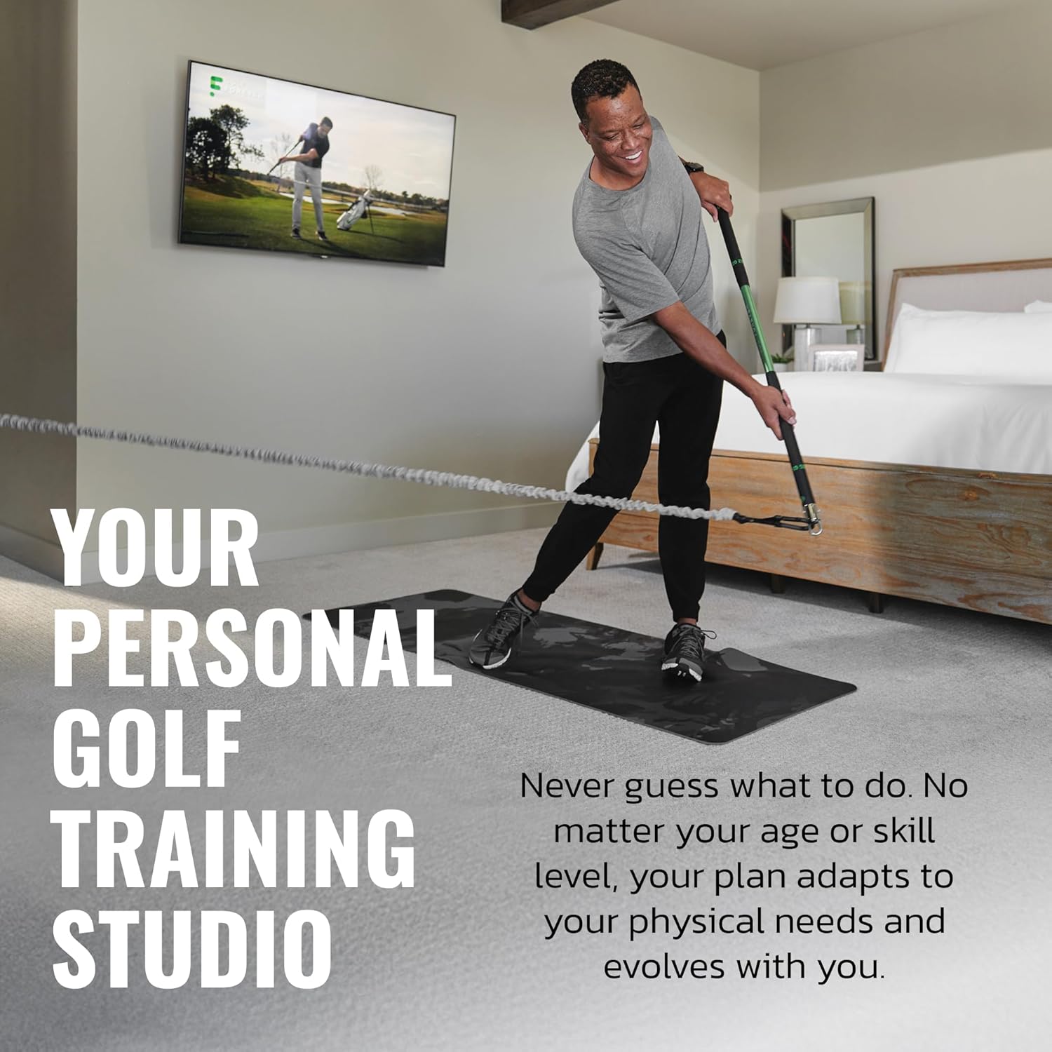 GolfForever Swing Trainer + 3-Month App Membership – Golf Exercise & Pain Relief Video Routines – Improve Flexibility, Gain Distance, Build Strength & Reduce Golf-Related Pain