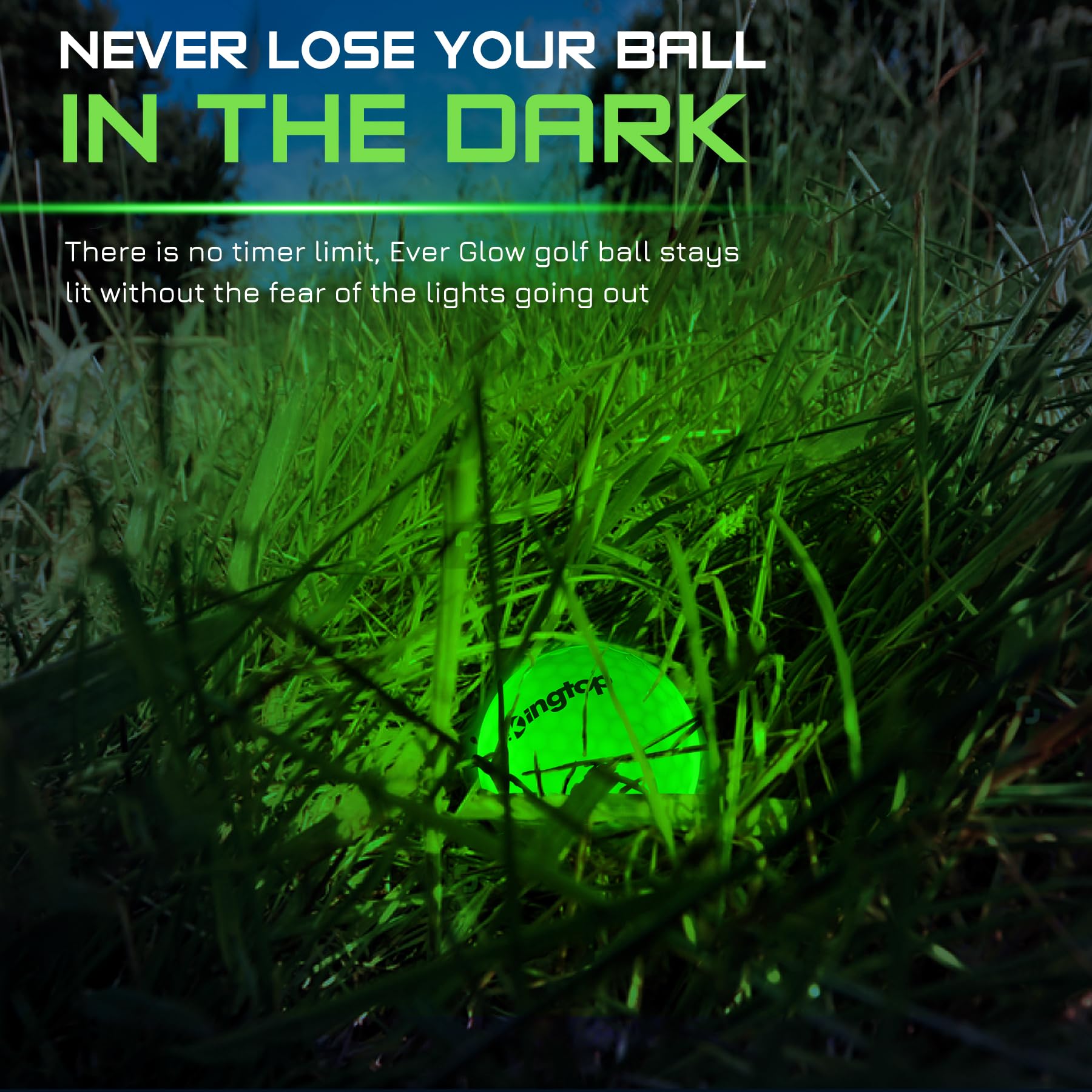 KINGTOP Upgraded Glow in The Dark Golf Balls - Super Bright Light Up LED Golf Ball - with Glow Golf Tees and Storage Bag - Fun Night Golfing Gift for Men and Women | Backyard Putting Greens