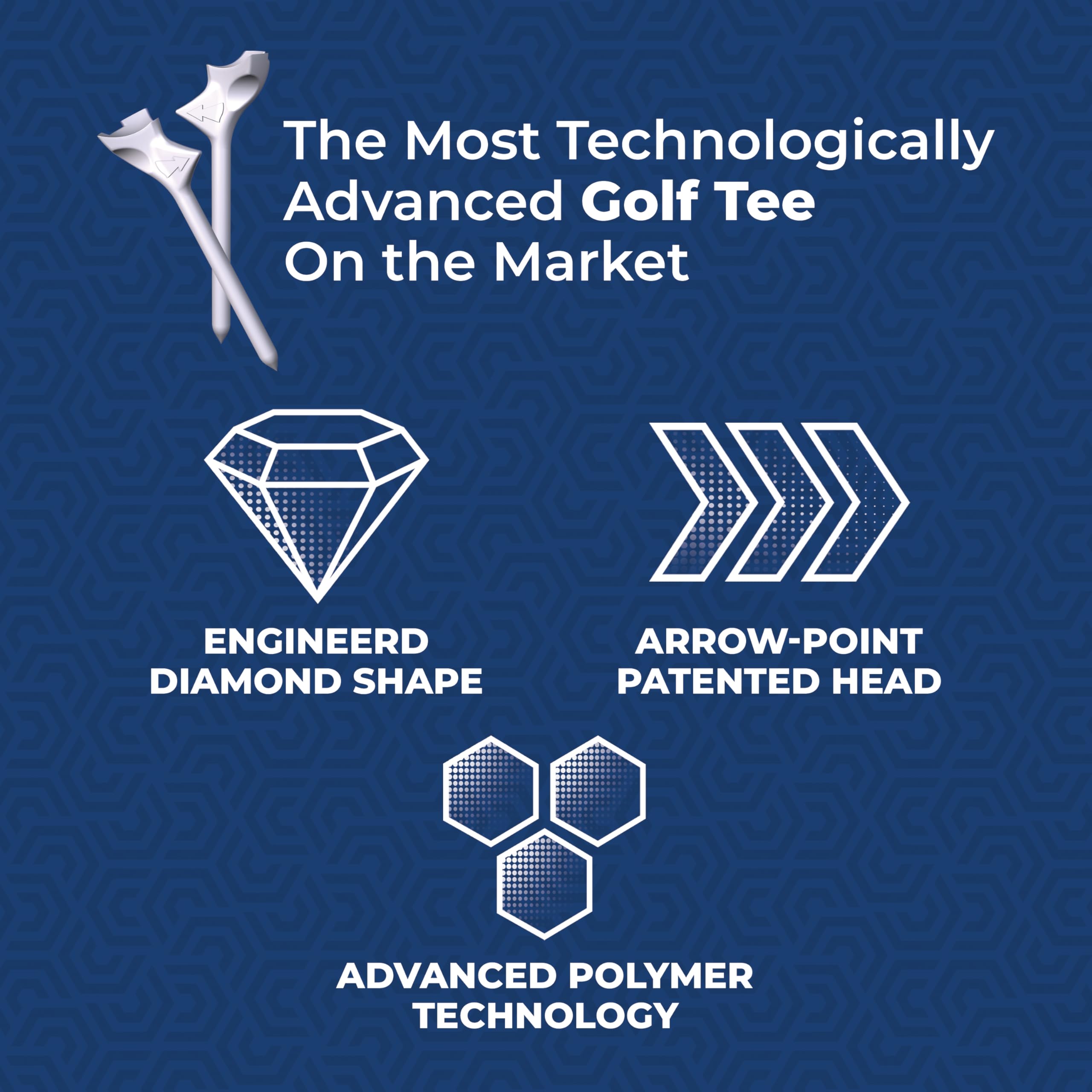FLIGHTPATH Diamond Golf Tees – Patented Design to Reduce Spin for Long, Straight Drives – Low-Friction 3.25” Long Tees, Robotically Tested for Ball Spin – USGA Approved Performance