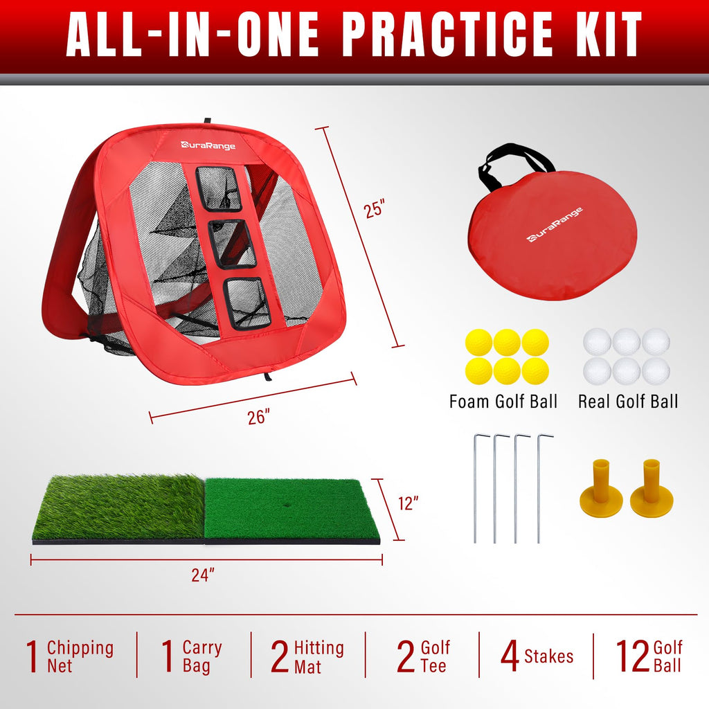 Pop-Up Golf Chipping Net - Ultimate Target Training Chip Aids for Precision & Distance, Outdoor | Indoor Practice, Golfer Gift