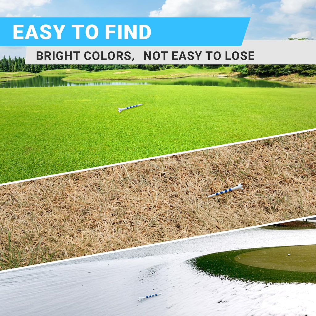 Professional Plastic Golf Tees 100 Pack (3-1/4" or 2-3/4"), Enhanced Durability & Stability, Engineered to Minimize Friction and Side Spin