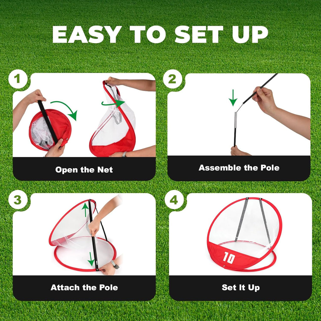 Golf Chipping Net, Golf Chipping Game, 3Pcs Pop-Up Golf Practice Net Backyard with 3 Targets, 15 Balls, 1 Hitting Mat, 1 Storage Bag, Indoor Outdoor Game Gift(Golf Clubs not Included)