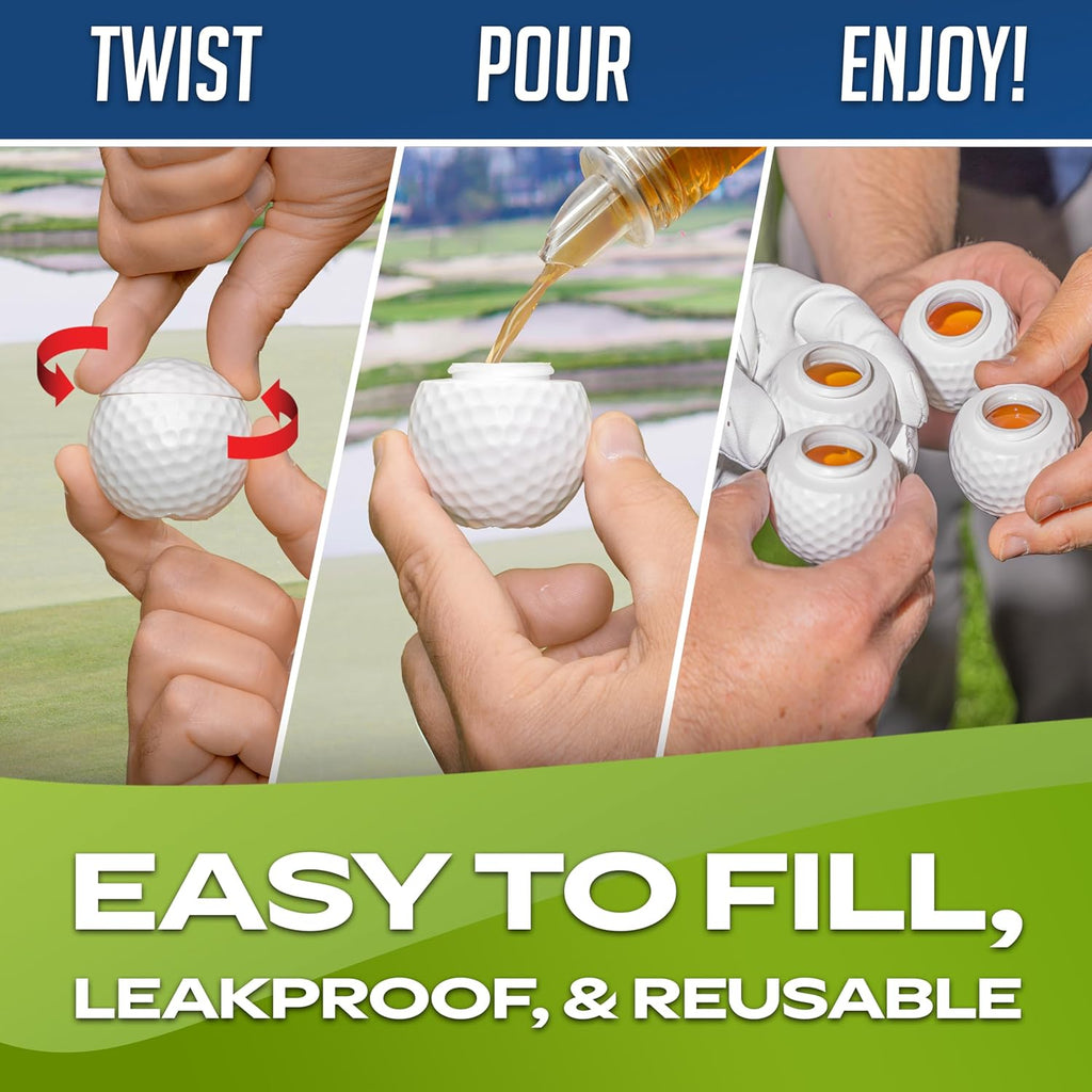 GoSports Mulligan Shots Golf Ball Shot Glasses with Lids - 12 Pack - Funny Golf Gifts for Men