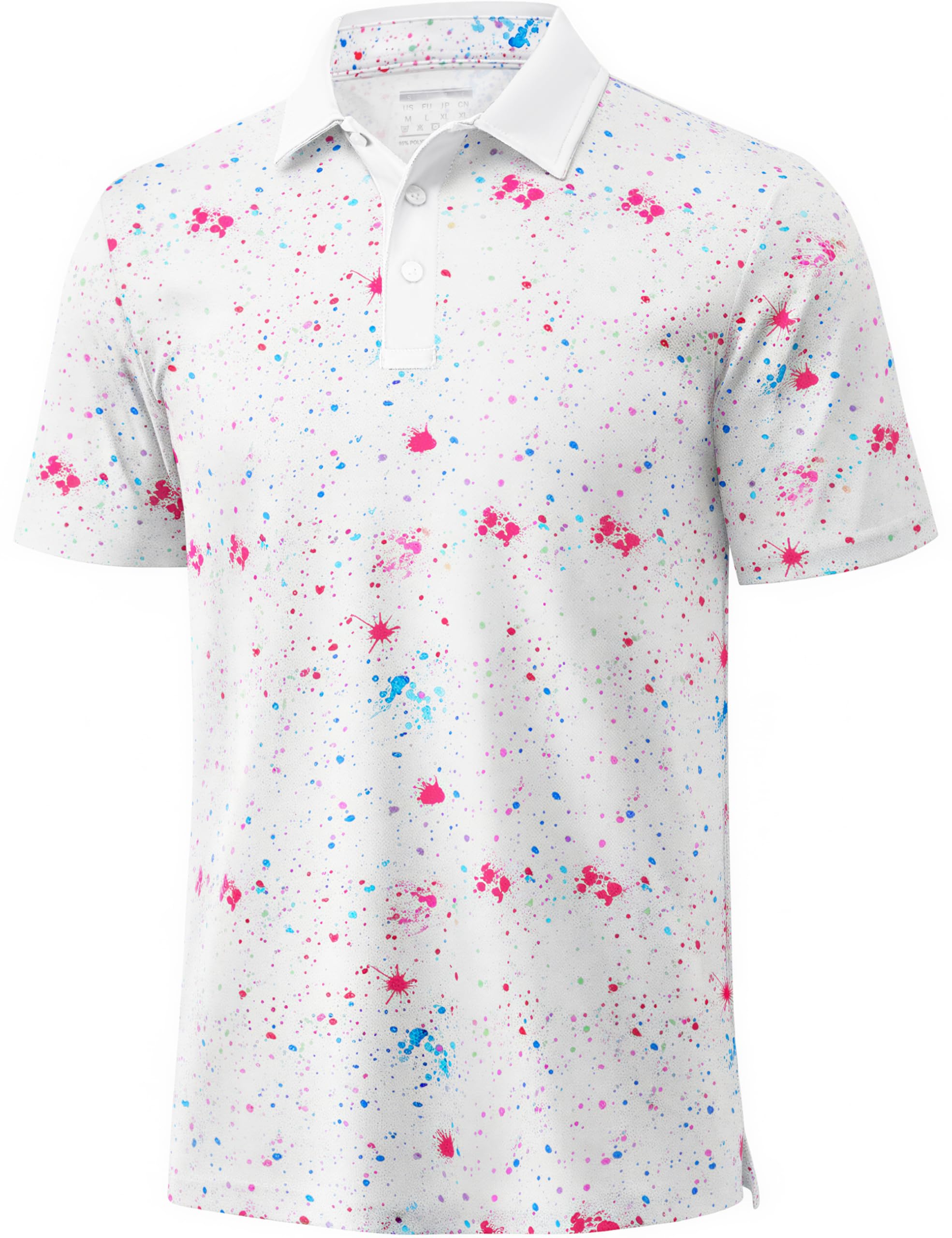 MAGCOMSEN Mens Golf Shirt Short Sleeve Dry Fit Moisture Wicking Golf Polos Casual Performance Print Collared Shirt Men