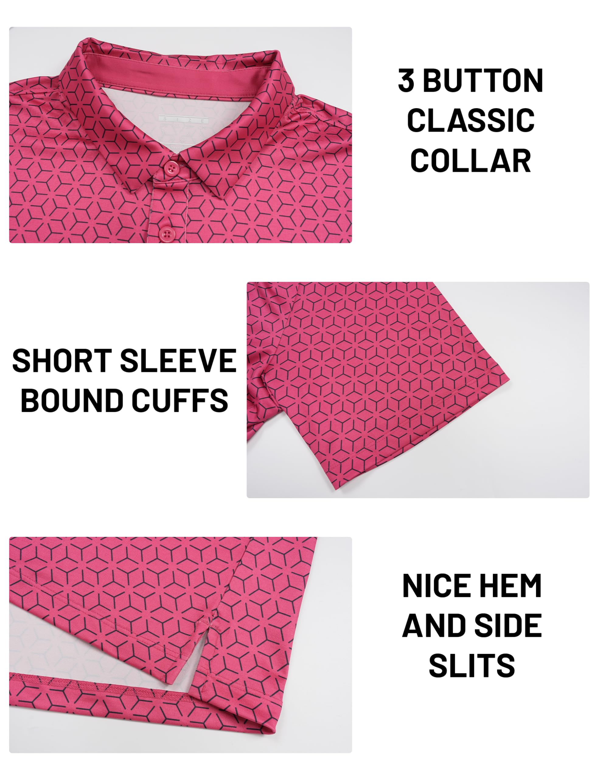 MAGCOMSEN Mens Golf Shirt Short Sleeve Dry Fit Moisture Wicking Golf Polos Casual Performance Print Collared Shirt Men