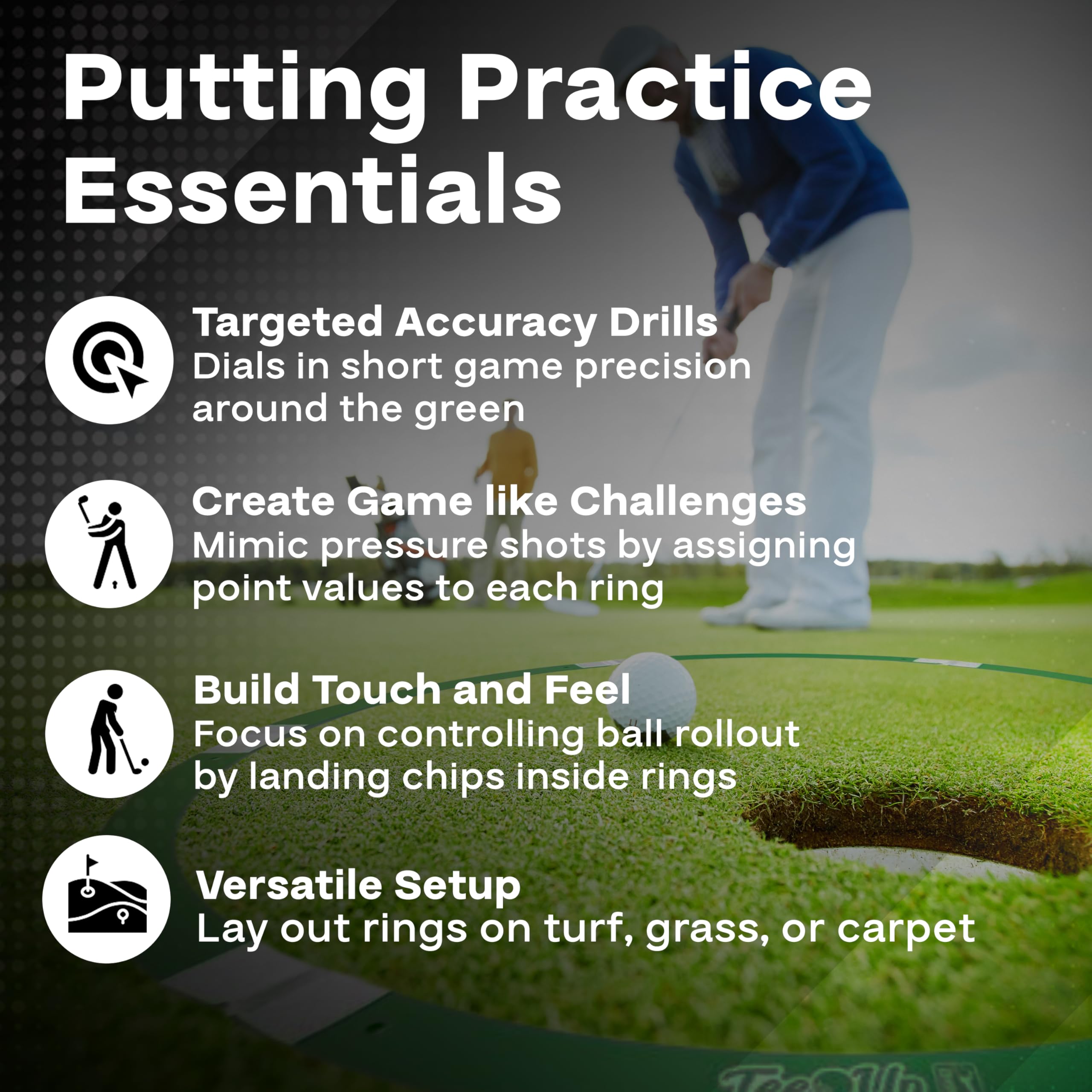 PGA Tour Golf Practice Aids by Golfgen: Premium Chipping Nets, Putting Rings, & Targets, Indoor & Outdoor Training, Improve Accuracy & Control, Master Putting and Chipping, Portable for On The Go