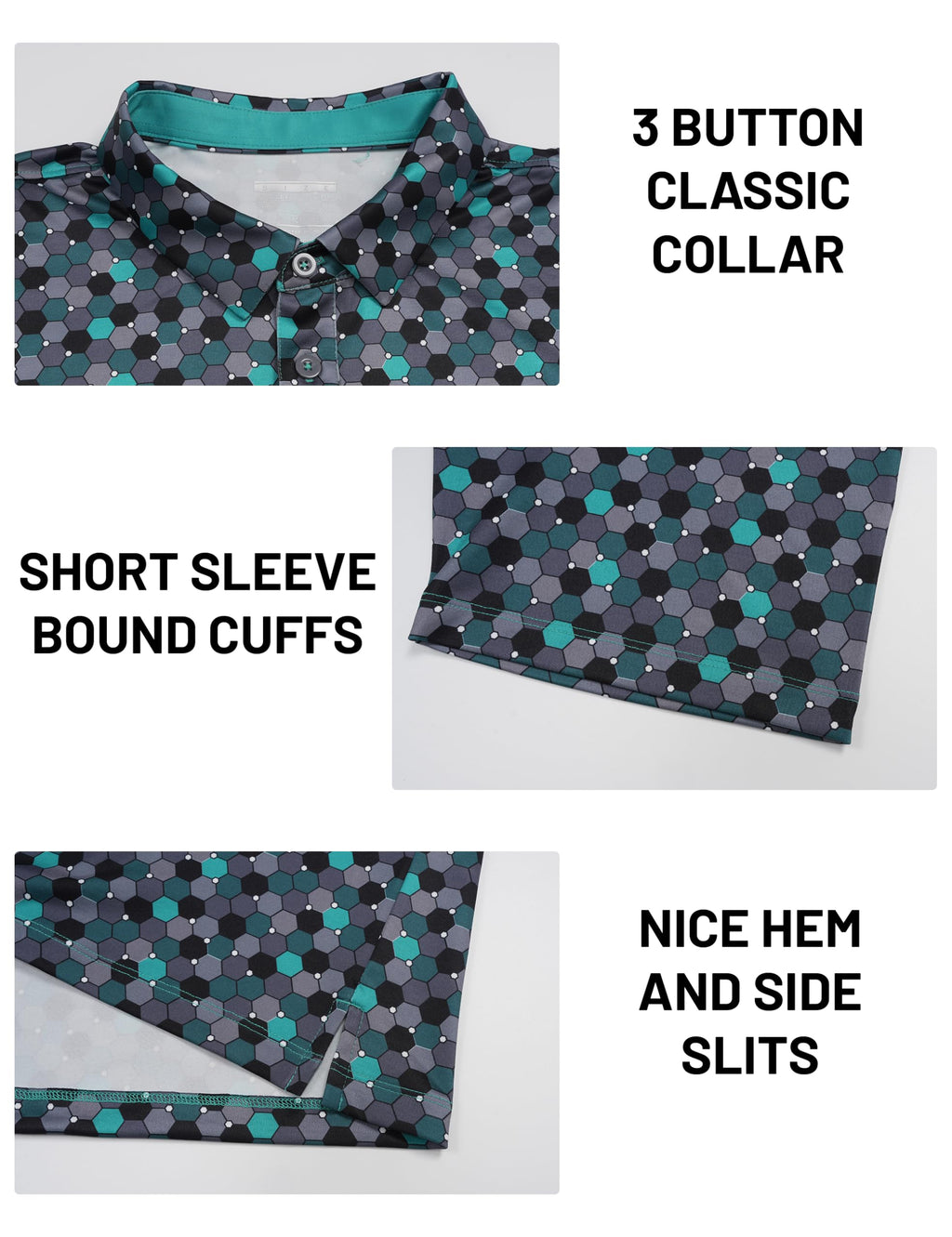 MAGCOMSEN Mens Golf Shirt Short Sleeve Dry Fit Moisture Wicking Golf Polos Casual Performance Print Collared Shirt Men