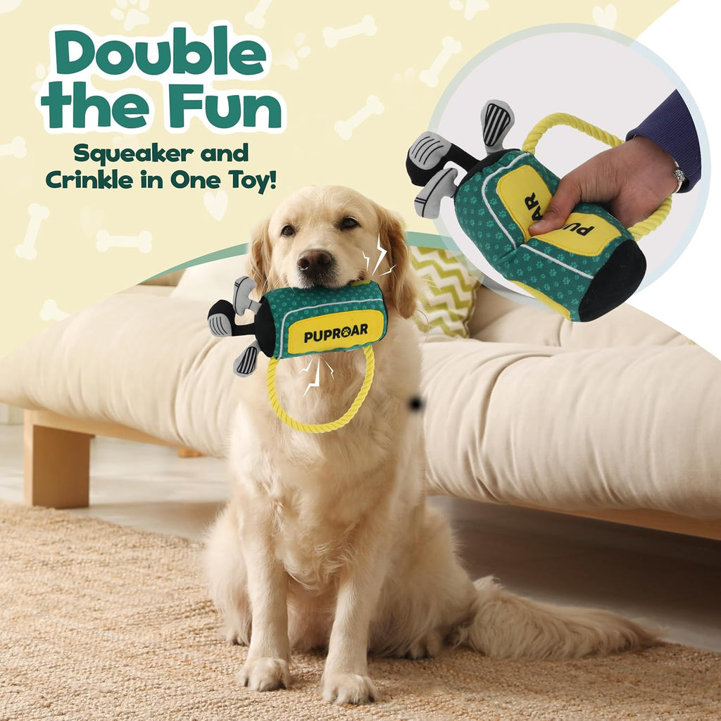 Golf Dog Toy – Funny Dog Christmas & Birthday Gift with Squeaker Rope & Crinkle, Fun & Interactive Puppy Present & Stocking Stuffer
