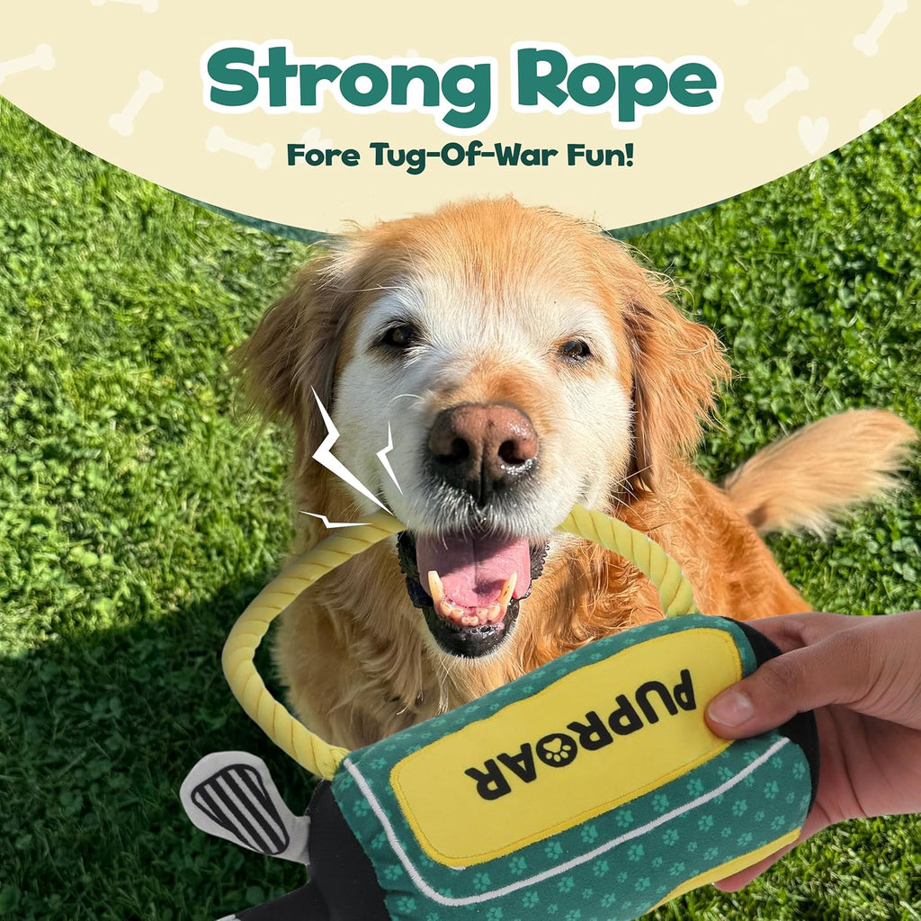 Golf Dog Toy – Funny Dog Christmas & Birthday Gift with Squeaker Rope & Crinkle, Fun & Interactive Puppy Present & Stocking Stuffer