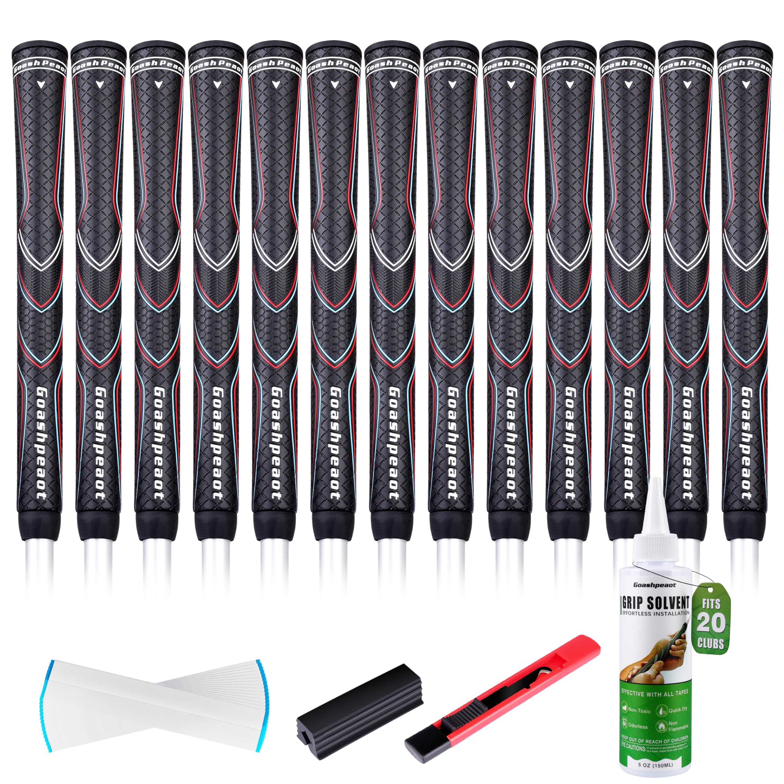 Polyurethane Golf Grips Pack of 13 with Regripping Kit，Advanced Texture Control Non-slip for All-Weather Conditions Golf Club Grips,Comfortable Tackiness Feel Golf Grips for Men