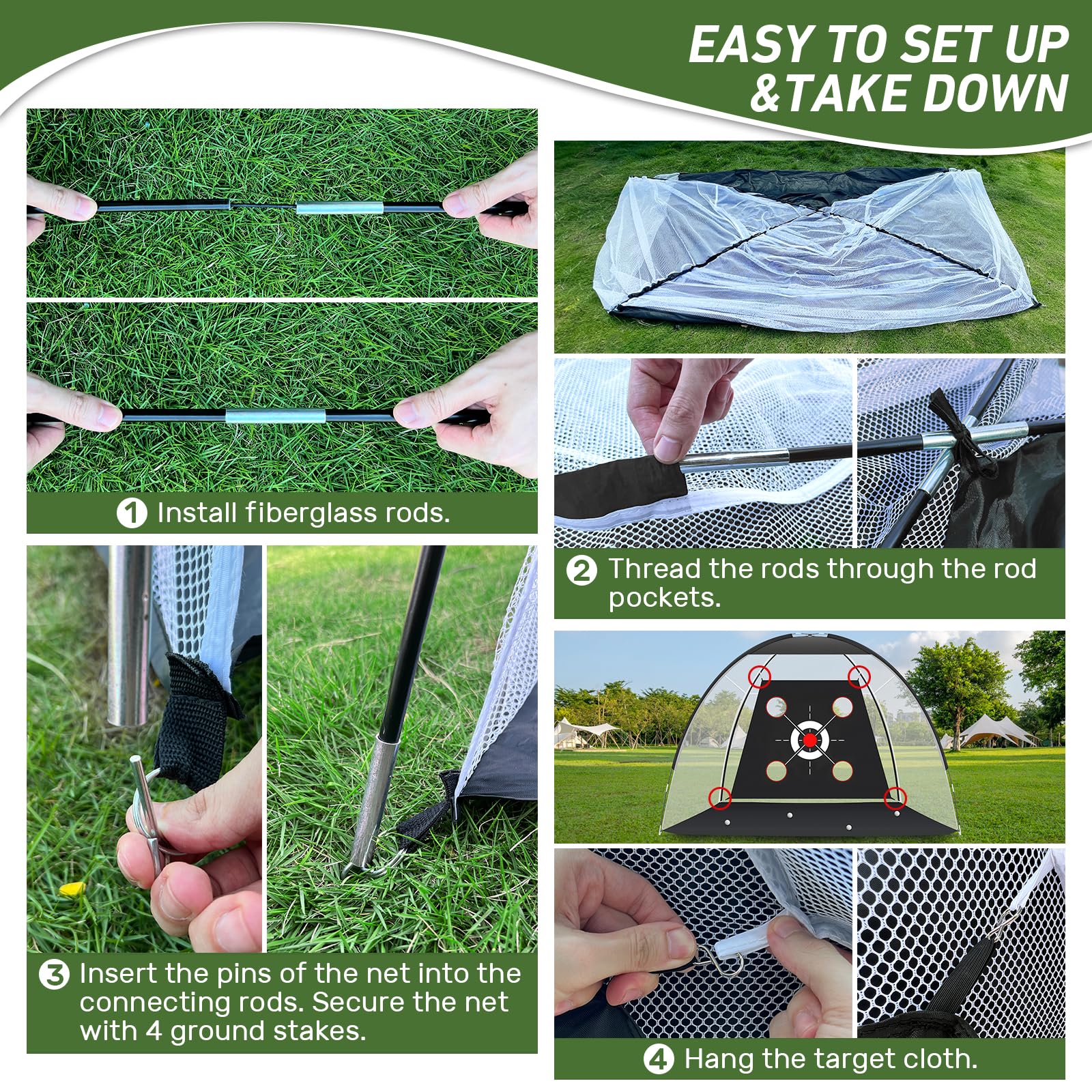 Golf Net with Practice Mat,Golf Hitting Aid Nets 10x7FT for Backyard Driving Chipping Training Swing with Target Mat Balls for Outdoor Indoor，Gifts for Men Dad Him and Golfer